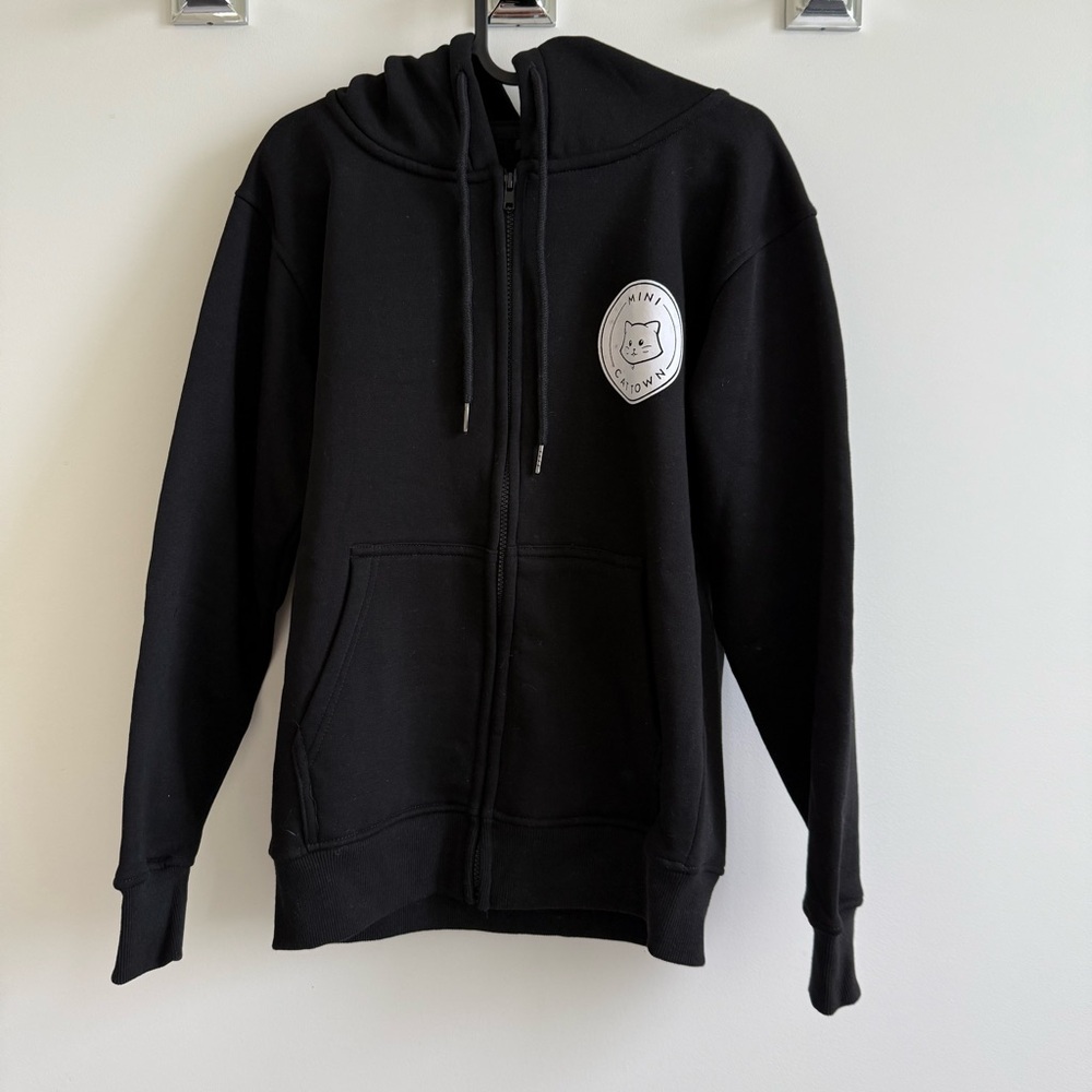 Mini Cat Town black zip up hoodie